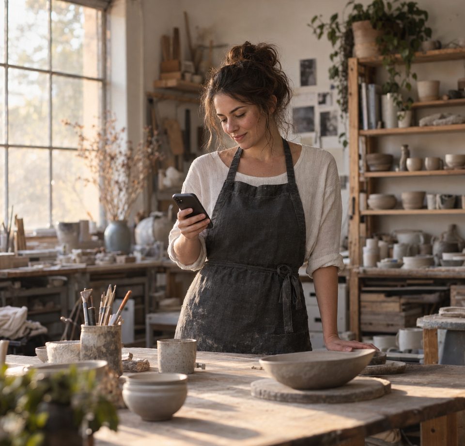 Entrepreneur using digital solutions in her own business